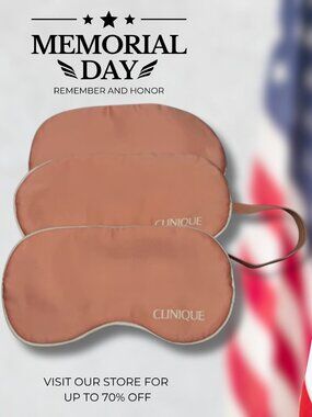 3 x Clinique Plush Pink Stain White Trim Eye Mask Sleep Eyemask Silky